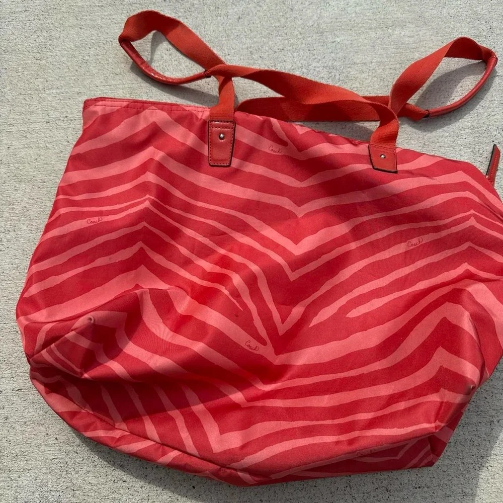 Coach Red Zebra-Stripe Tote